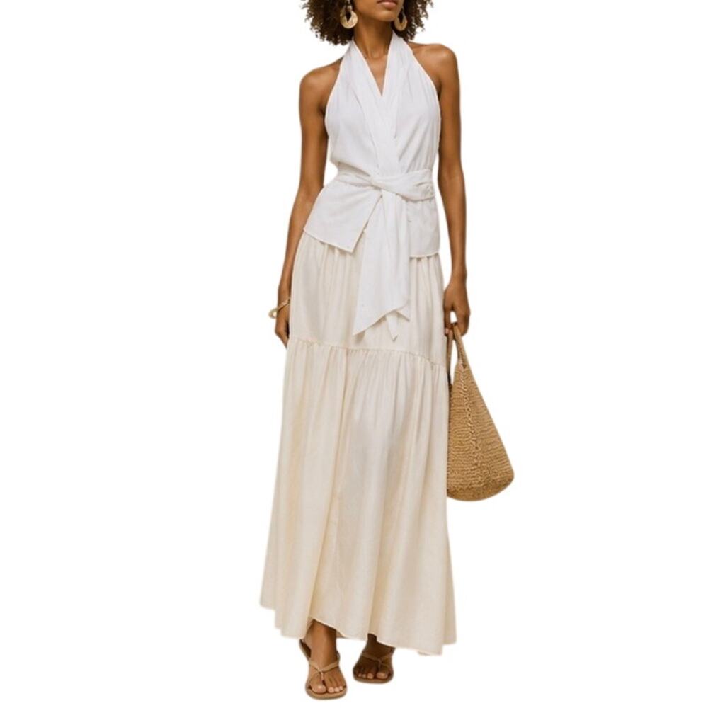 River Island Resort Wear White Tie Front Halter, Vacation, Beachy, Cruise US 10